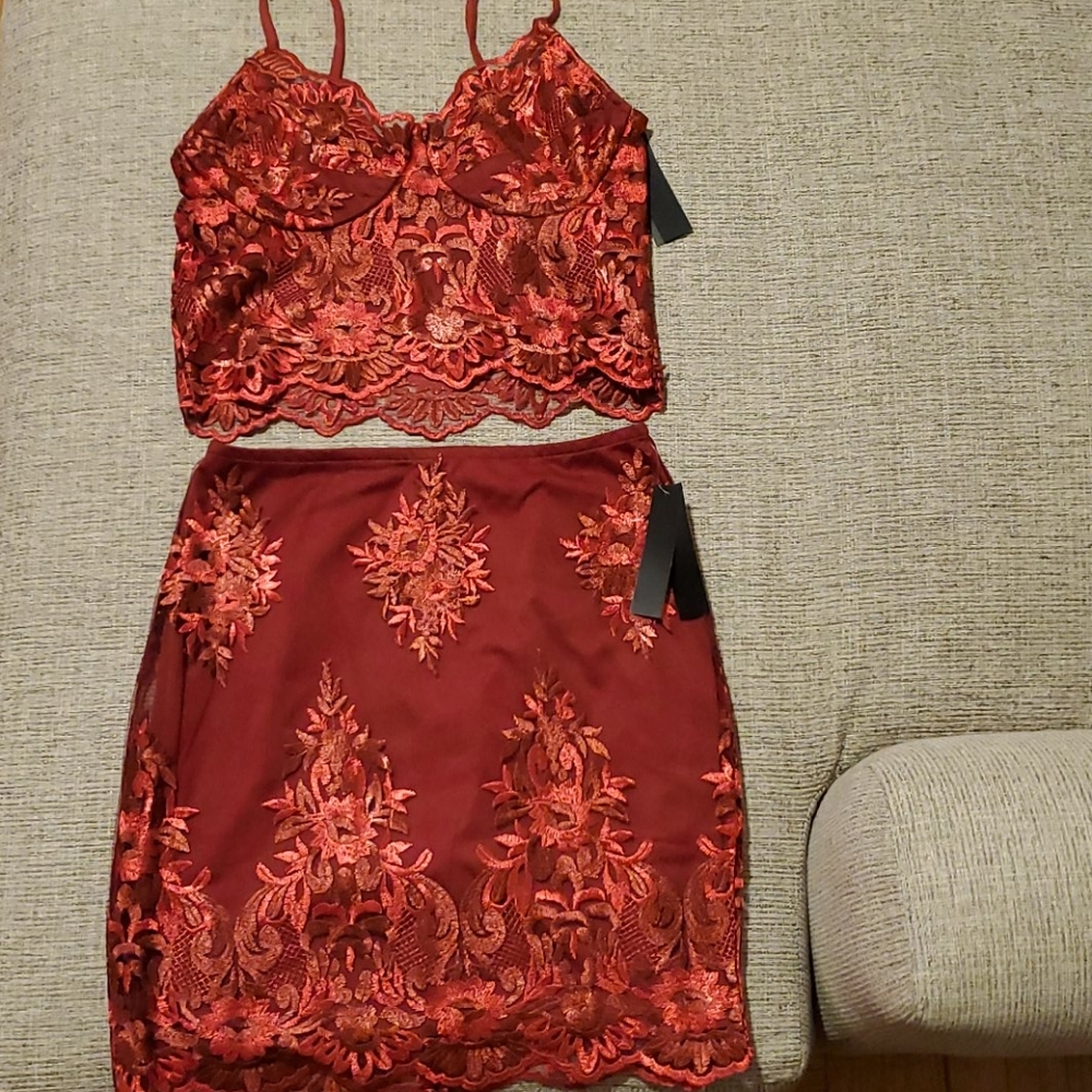 Sexy Red Two Piece Set